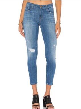 J Brand Mid Rise Denim Capri in Collision size 25 Distressed Medium Blue